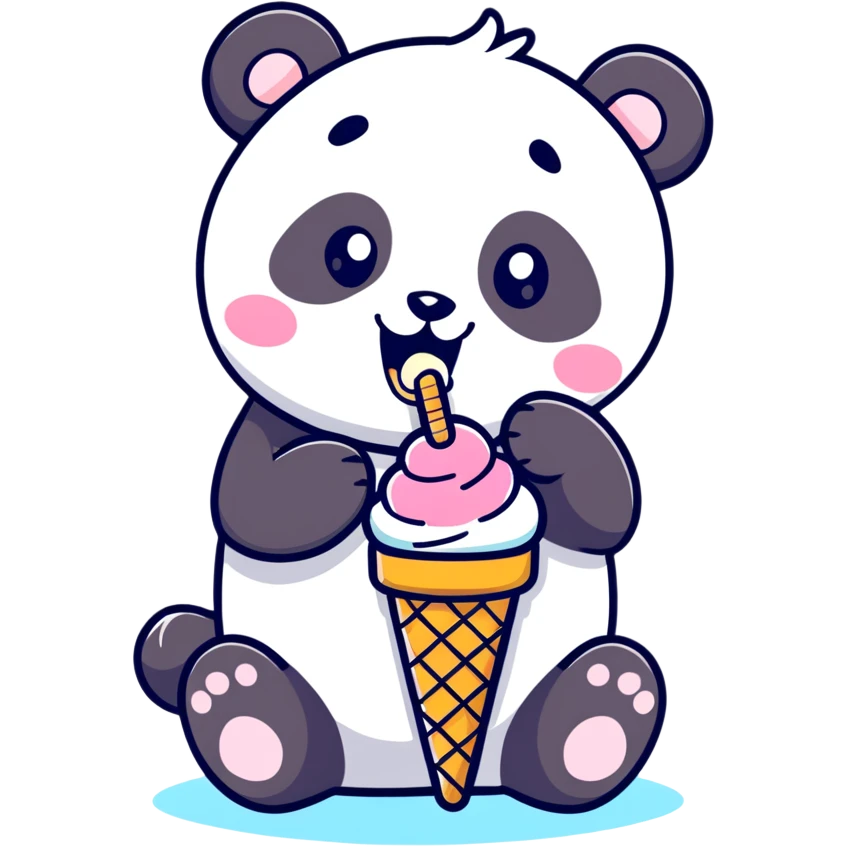 Panda eating ice cream emoji