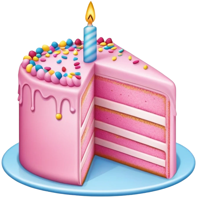 Pink Birthday cake slice emoji