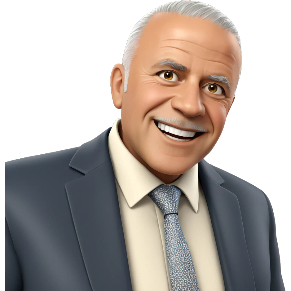 smiling old man in suit emoji
