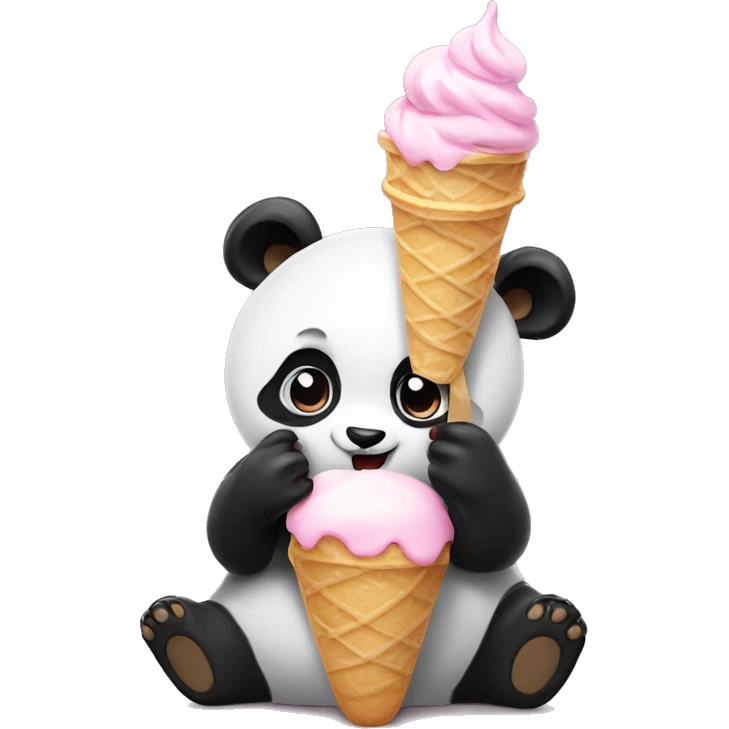 Panda eating ice cream emoji