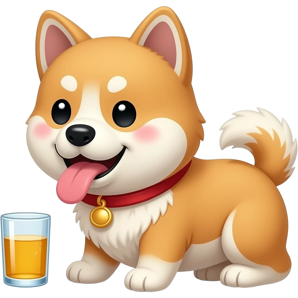 Hachiko dog in chibi cute animation drunk on the floor emoji