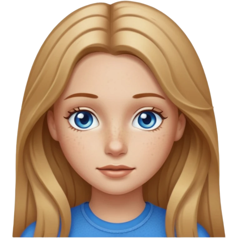 White girl with freckles and long dark blonde hair emoji