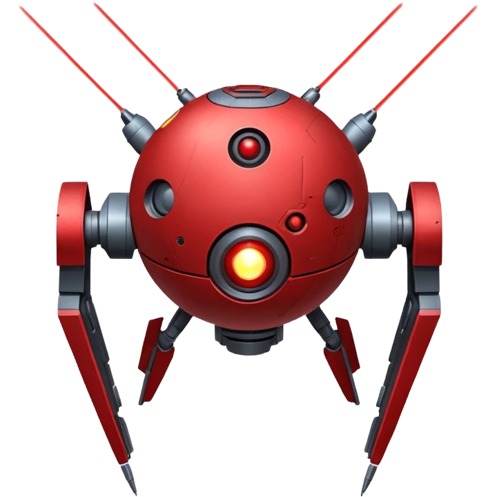 flying orb shaped futuristic targeting droid acquires target and paints with laser. sci-fi war. no propellers  emoji