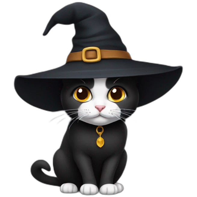 gato negro con gorro de bruja emoji