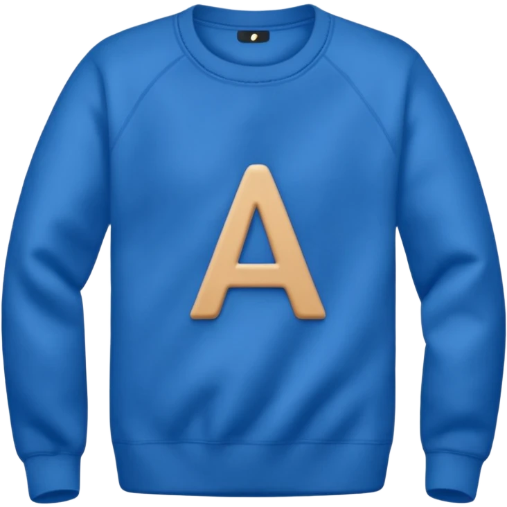 blue sweater with small letter A on upper right chest emoji