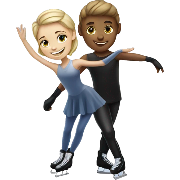 Figure skater girl with hockey player boy emoji