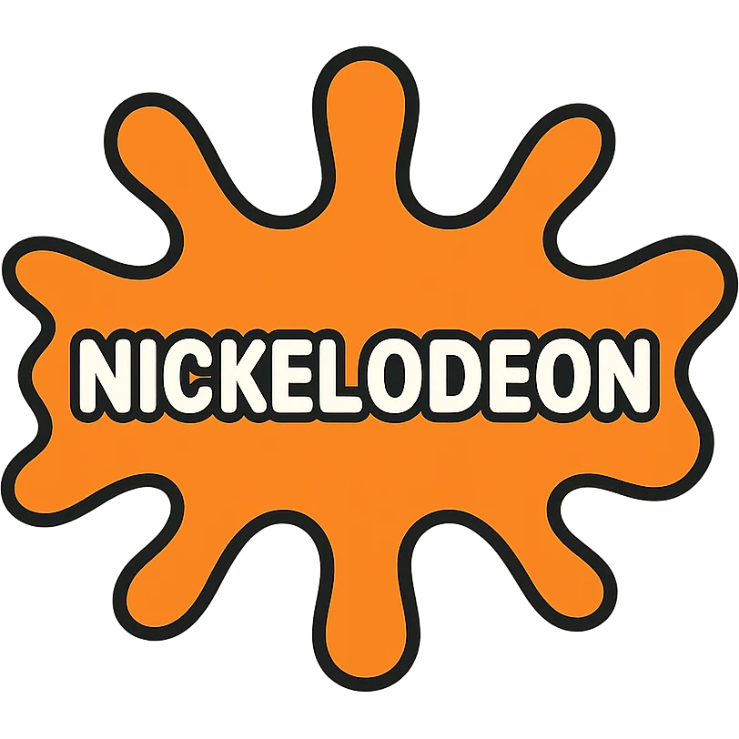 color outline icon of Nickelodeon logo, energetic, cartoonish, orange and white emoji