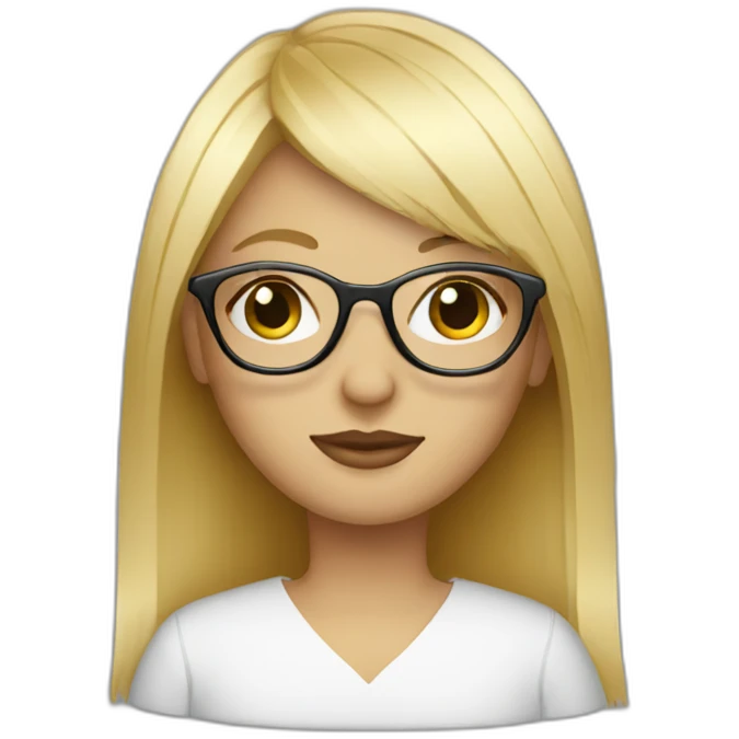 blonde designer with glasses and fringe emoji
