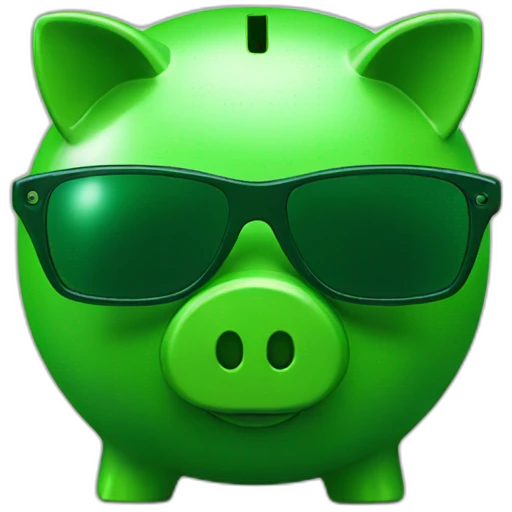 green piggybank with green sunglasses emoji