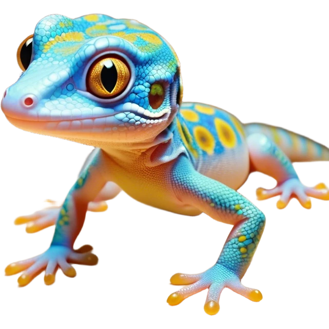 Cinematic Cute Gecko Portrait Emoji, Head tilted playfully and inquisitively, featuring a small, charming body with smooth, vividly patterned scales, bright, sparkling eyes and delicate, sticky toe pads, Simplified yet irresistibly adorable features, highly detailed, glowing with a warm, inviting glow, high shine, affectionate and lively, stylized with a touch of tropical whimsy, soft glowing outline, capturing the essence of a mischievous yet loving gecko that appears ready to dart out of the screen into your heart! emoji