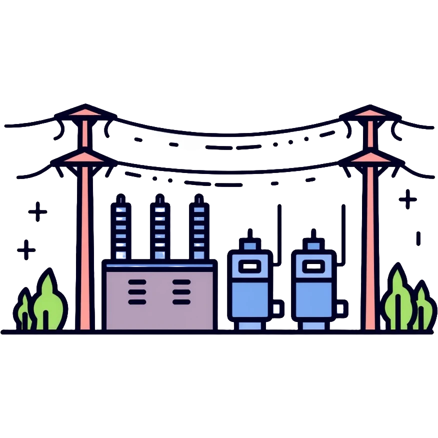 electrical substation with power lines and transformers emoji