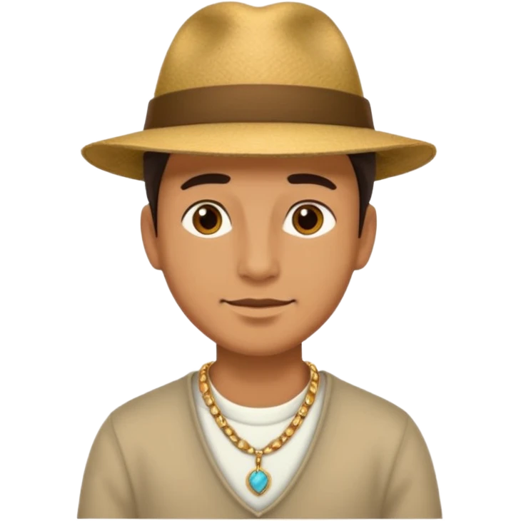 photo of a man's head wearing a hat and some neck accessories emoji