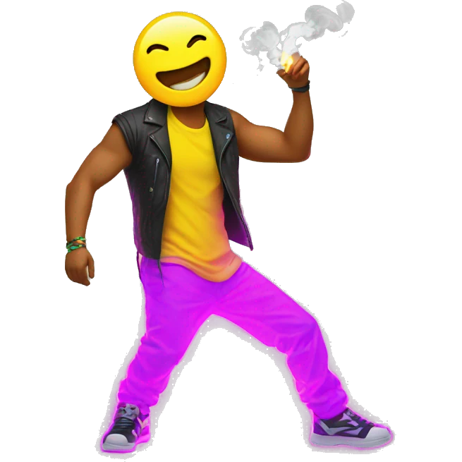 Rave party dancing neon smoking emoji