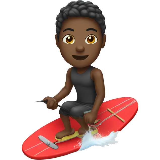 a black skin colored person wakeboarding with a red board  emoji
