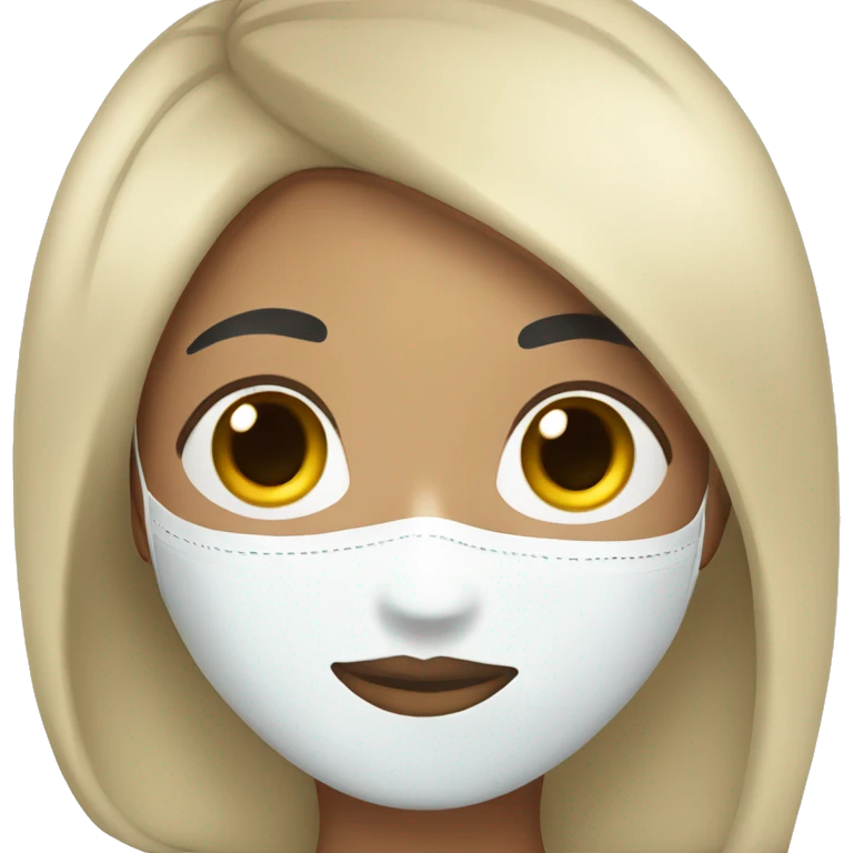 Light skin girl with straight black hair with spa mask on emoji