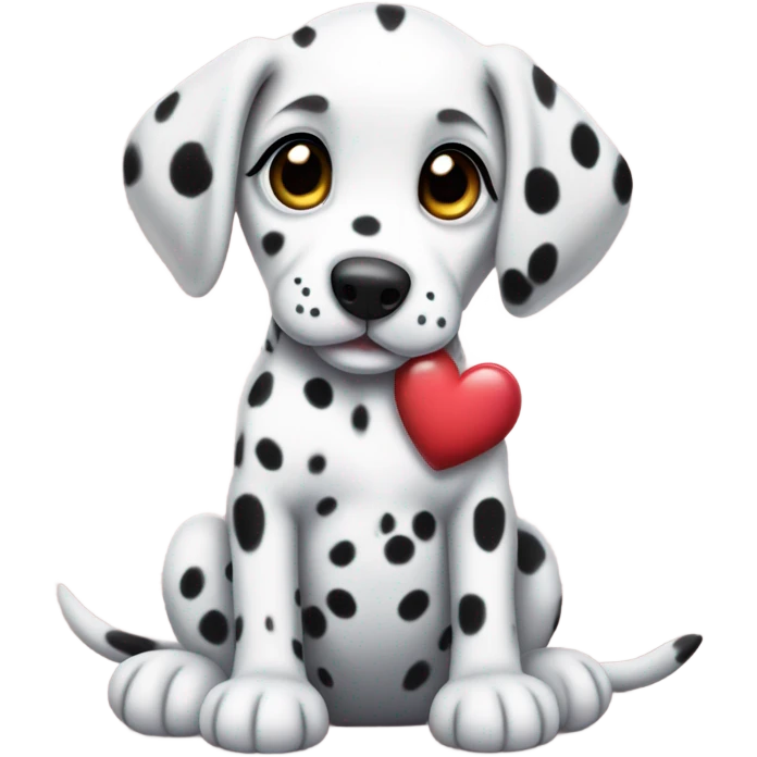 Dalmatian puppy holding a heart in its paws emoji