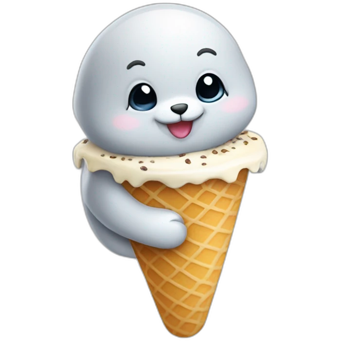 A daulphin holding an ice cream emoji
