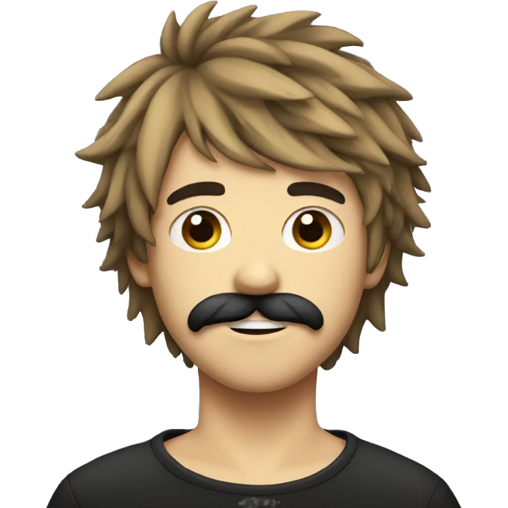 emo boy with shaggy hair and moustache emoji