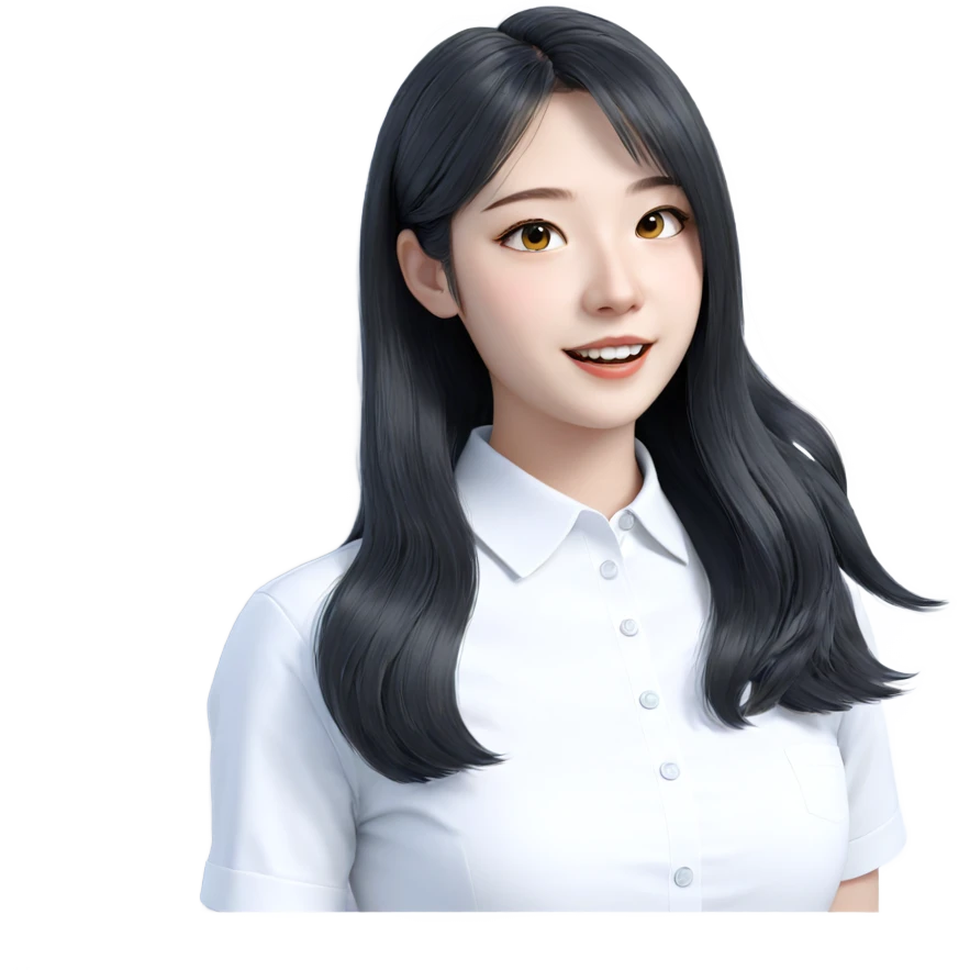 smiling girl in white shirt emoji