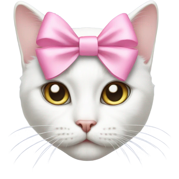 White cat with pink bow emoji