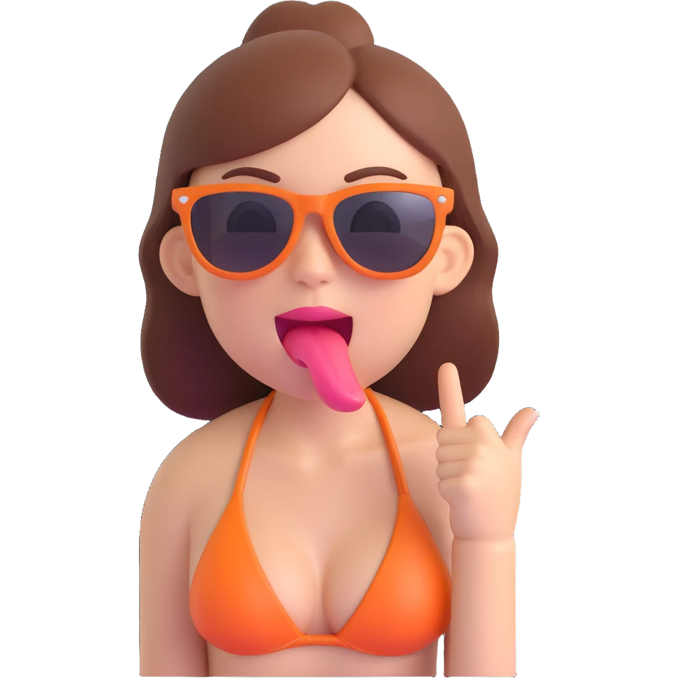 baddie in a bikini, sunglasses, tongue out emoji