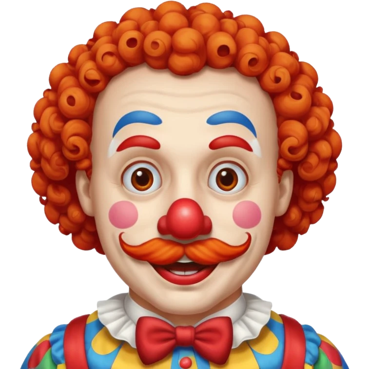 Classic clown — curly mustache, red nose emoji