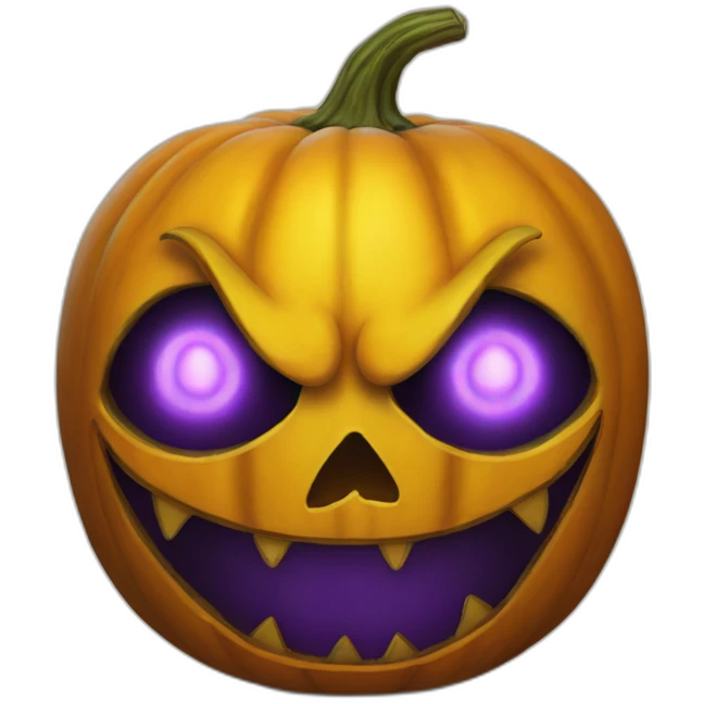 Yellowfire pumpkin head with demon eyes emoji