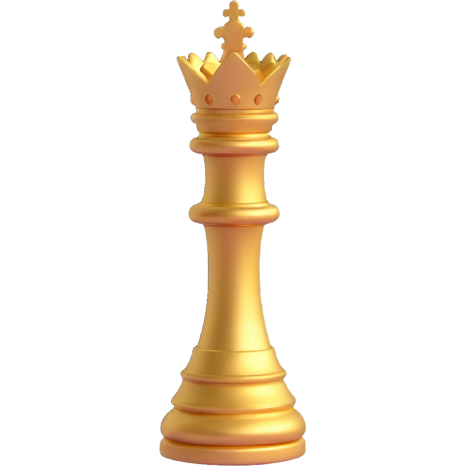 3D golden queen chess piece emoji