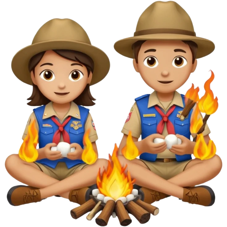 Fiú, lány, cserkészet, tabortuz emoji