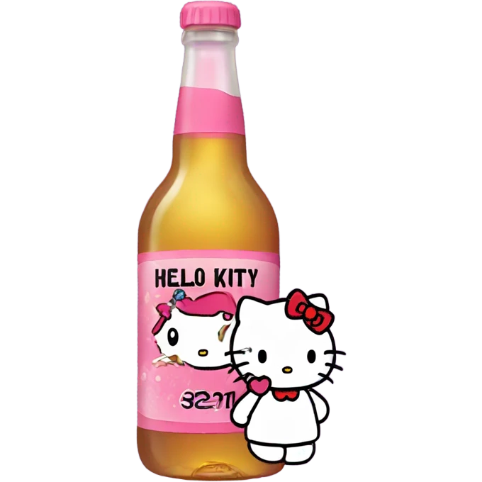 Hello kitty crying with tears holding alcohol hello kitty emoji
