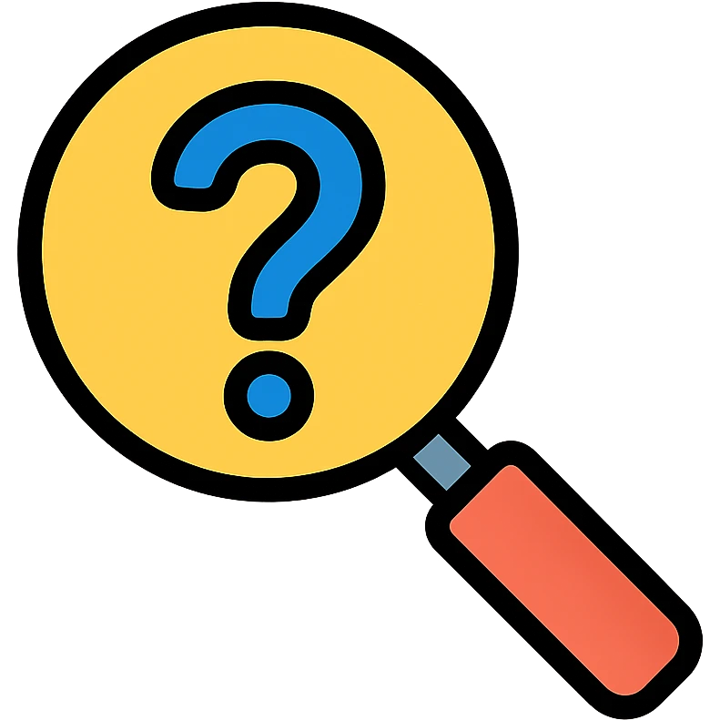 a magnifying glass with a question mark inside emoji