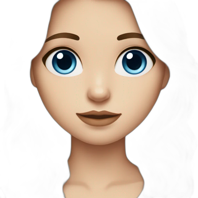 white girl with long dark brown wavy hair, middle parted hair, blue eyes, and high cheekbones emoji