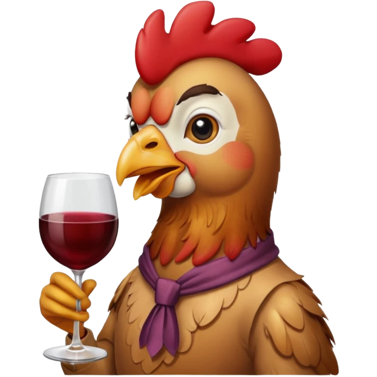 Chicken drinking wine emoji