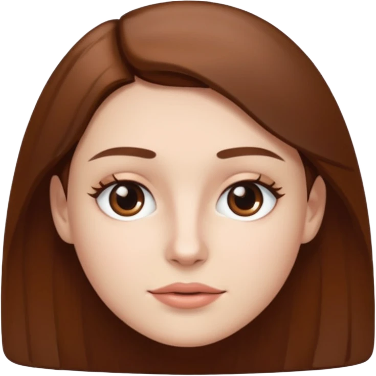 white skin, brown hair, eyes, eyebrows and a thin square face emoji