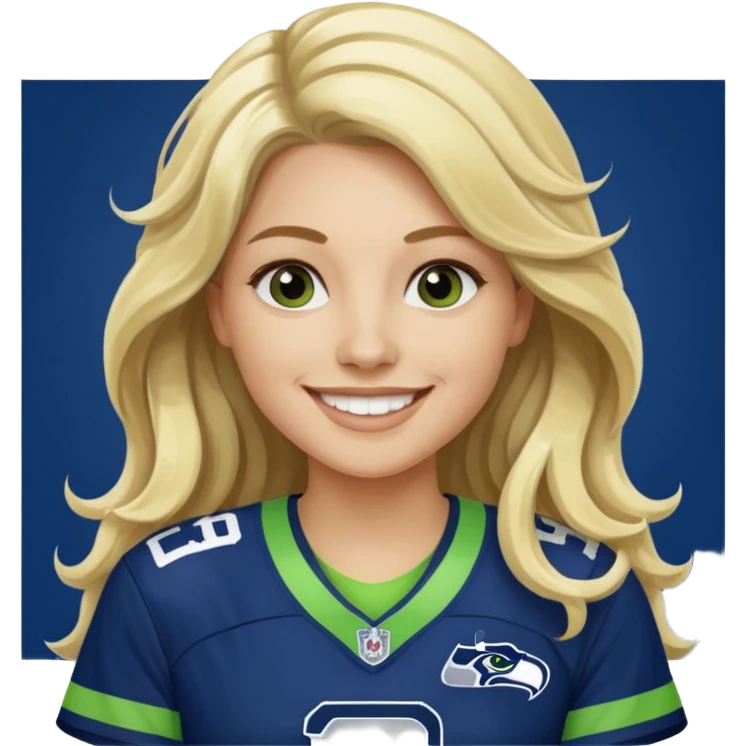 Long wavy blonde hair seahawks fan female emoji