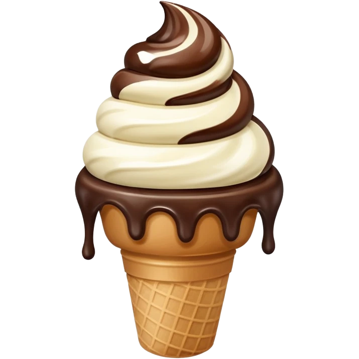 melted white and dark chocolate ice cream emoji