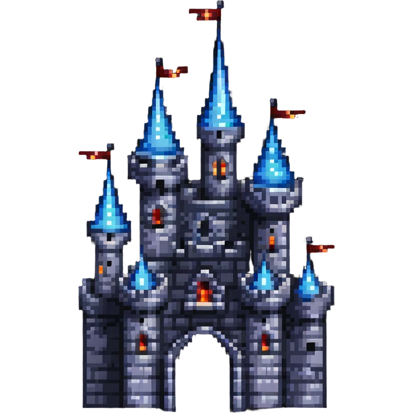 fantasy castle with towers and glowing windows emoji