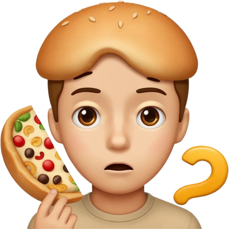 Draw an emoji where a person thinks with a question mark in front of the food emoji