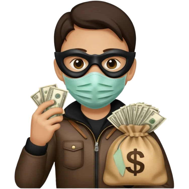 Ladron con una bolsa de dinero al lado suyo emoji