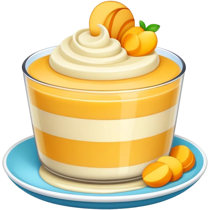 Guangdong double skin milk pudding with smooth layers, simplified emoji style with bold outlines and bright colors, cartoon style Double Pi Nai dessert emoji