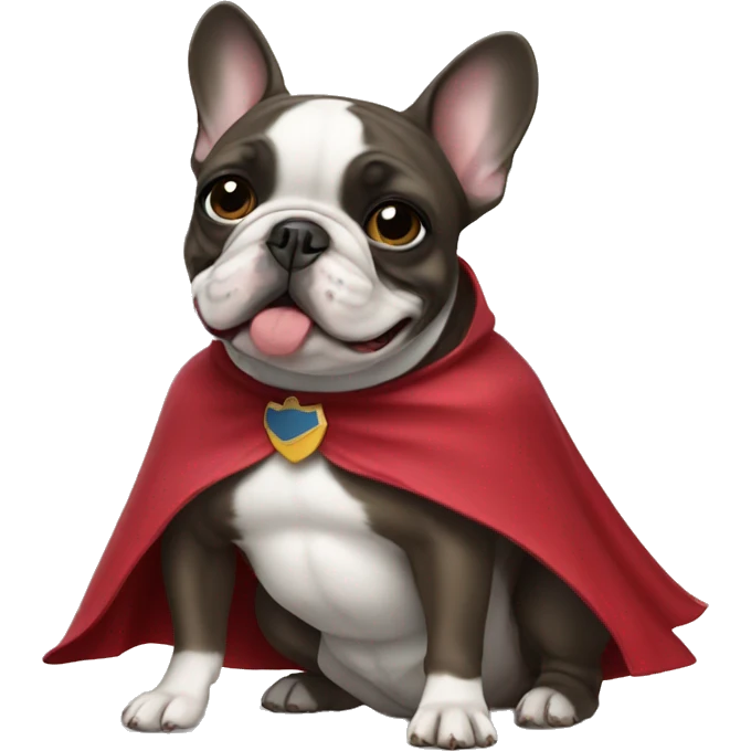 French bulldog wearing a cape emoji