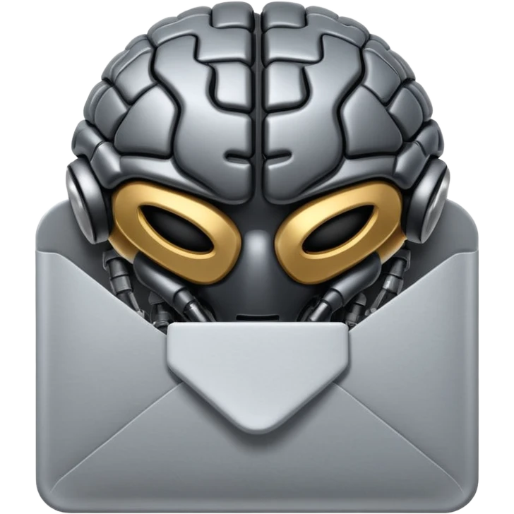 black Robotic brain connected to email envelope emoji
