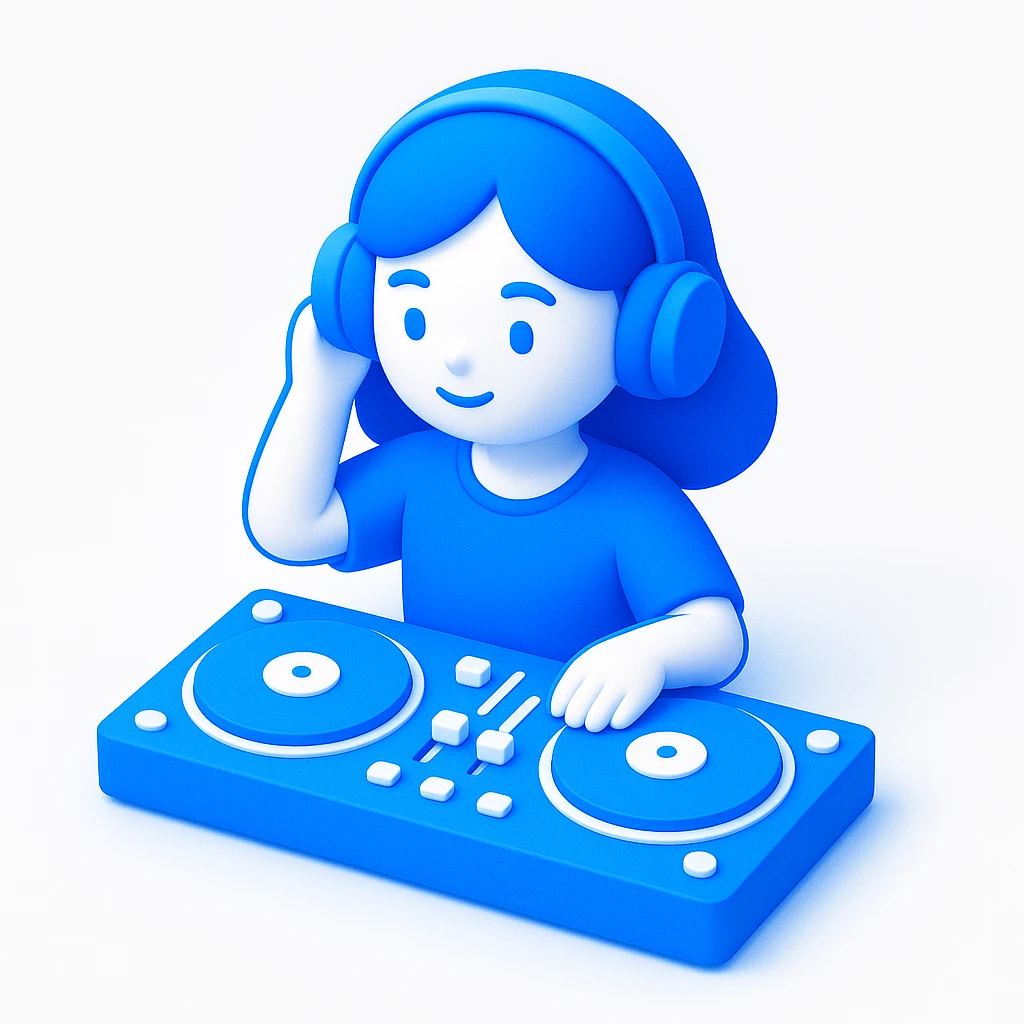 girl playing DJ set emoji