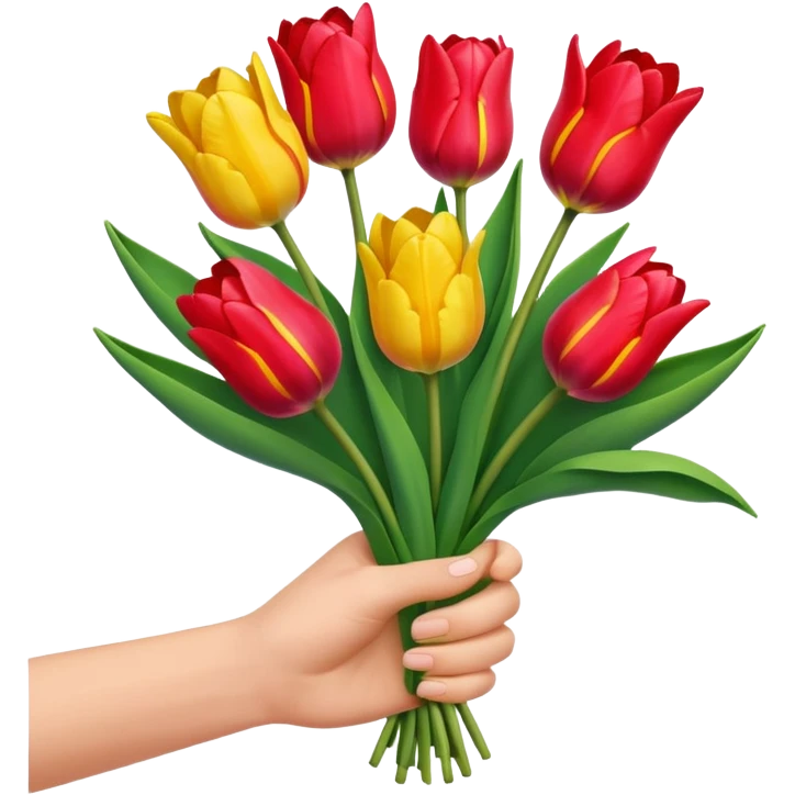 Hand holding tulips emoji