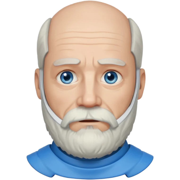 Older man with a full beard, a hard neck brace, and blue eyes. emoji