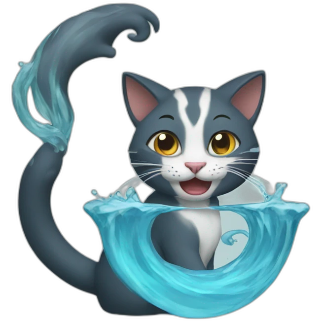 Cat waterbending emoji