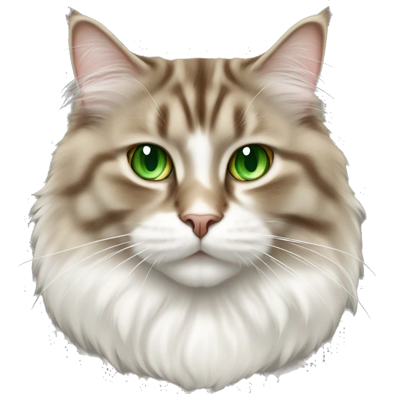 stands Brown amd white Siberian cat with green eyes emoji