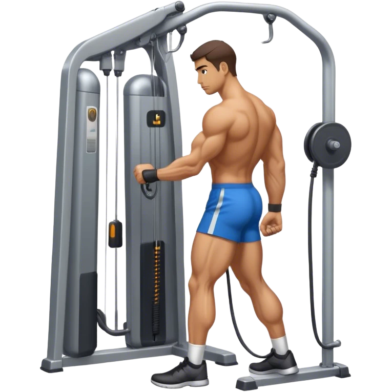 side-view man standing cable-machine tricep-pushdown emoji