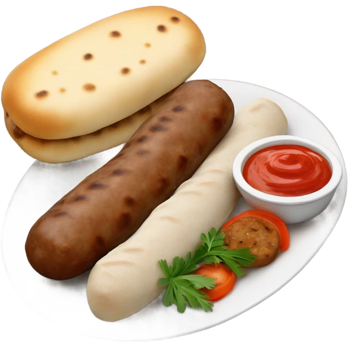 Bosnian national dish cevapi with kaymak and pita bread  emoji