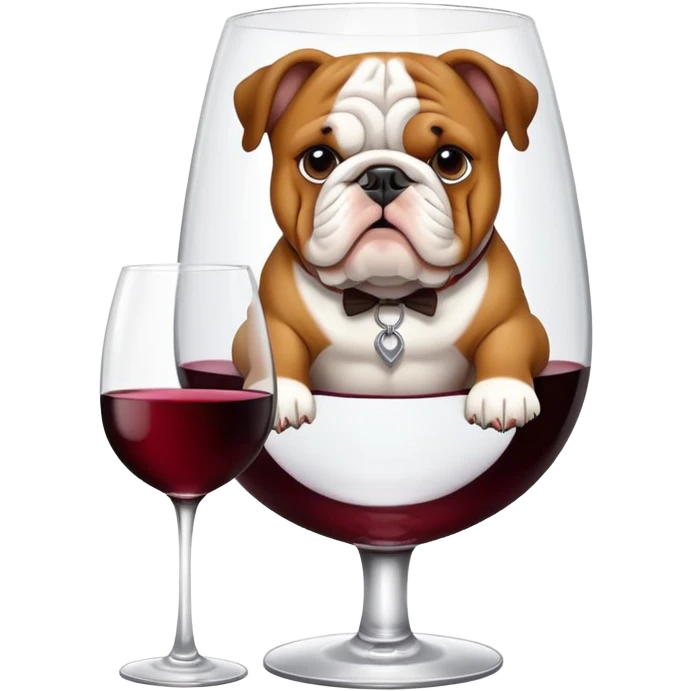 Bulldog sitting in a wine glass emoji